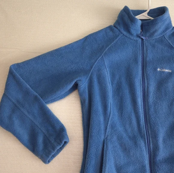 Columbia Fleece Jacket Women's Large Blue Full Zip Sweater Mock Neck - Picture 3 of 8